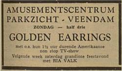 The Golden Earring show announcement October 19, 1969 Veendam - Parkzicht NvhN newspaper